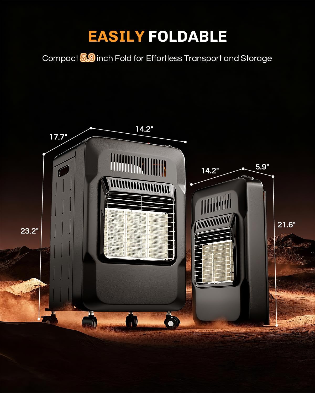 WELLUCK Propane Heater Indoor Outdoor With ODS & Tip-over Protection 6000 to 18000 BTU 3 Modes Portable Cabinet Heater for Garages Patio Camping Workshops Construction