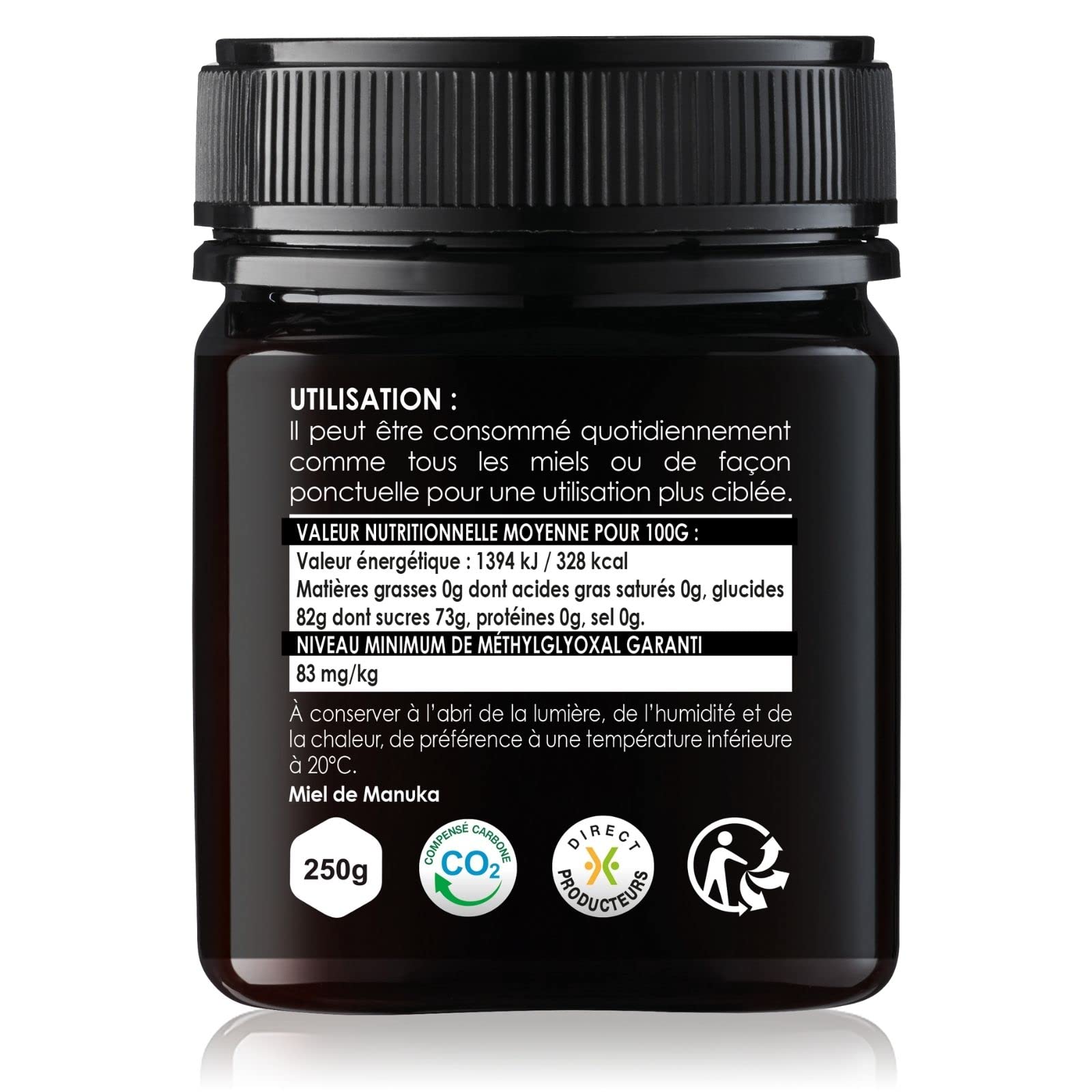 COMPTOIRS ET COMPAGNIES - Miel de Manuka Actif - IAA5+ (MGO83+) - Origine Nouvelle Zélande - 250g