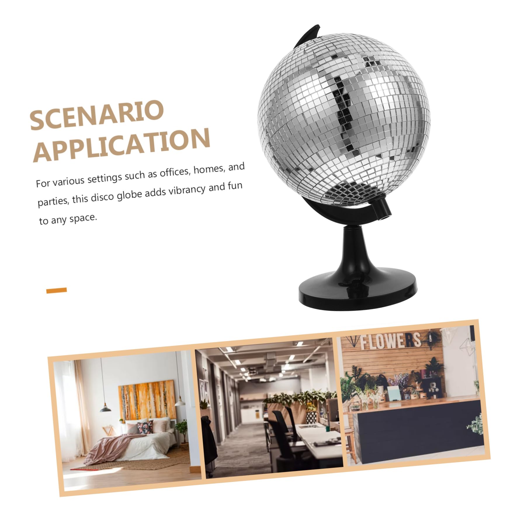 Ornement Créatif Globe en Verre à Effet Boule Disco Réfléchissante Tournante pour Décoration Intérieure Originale la Maison Fête