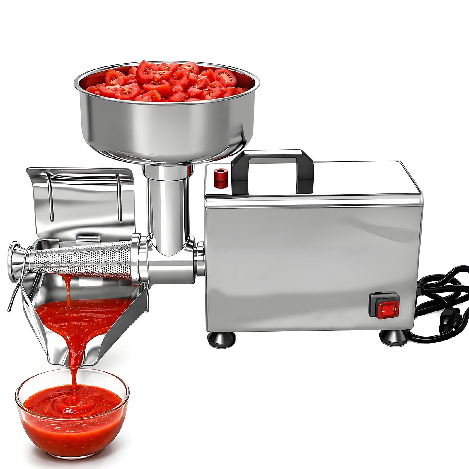 Passapomodoro Elettrico, Pressa Commerciale per Passapomodoro Da 450w | Resa 20‑60kg/H, Pressa per Frutta, Spremipomodoro, Salsa per Fragole, Filtro per Separare Sansa e Polpa di Frutta