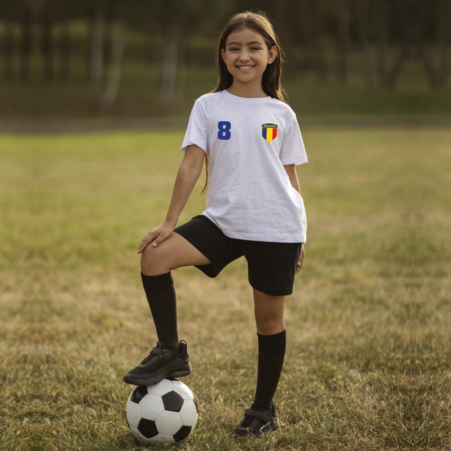 Maglietta da Calcio per Bambini | Maglia Personalizzata con Il Tuo Nome e Numero | T-Shirt per Ragazzi Romania Calcio 2026
