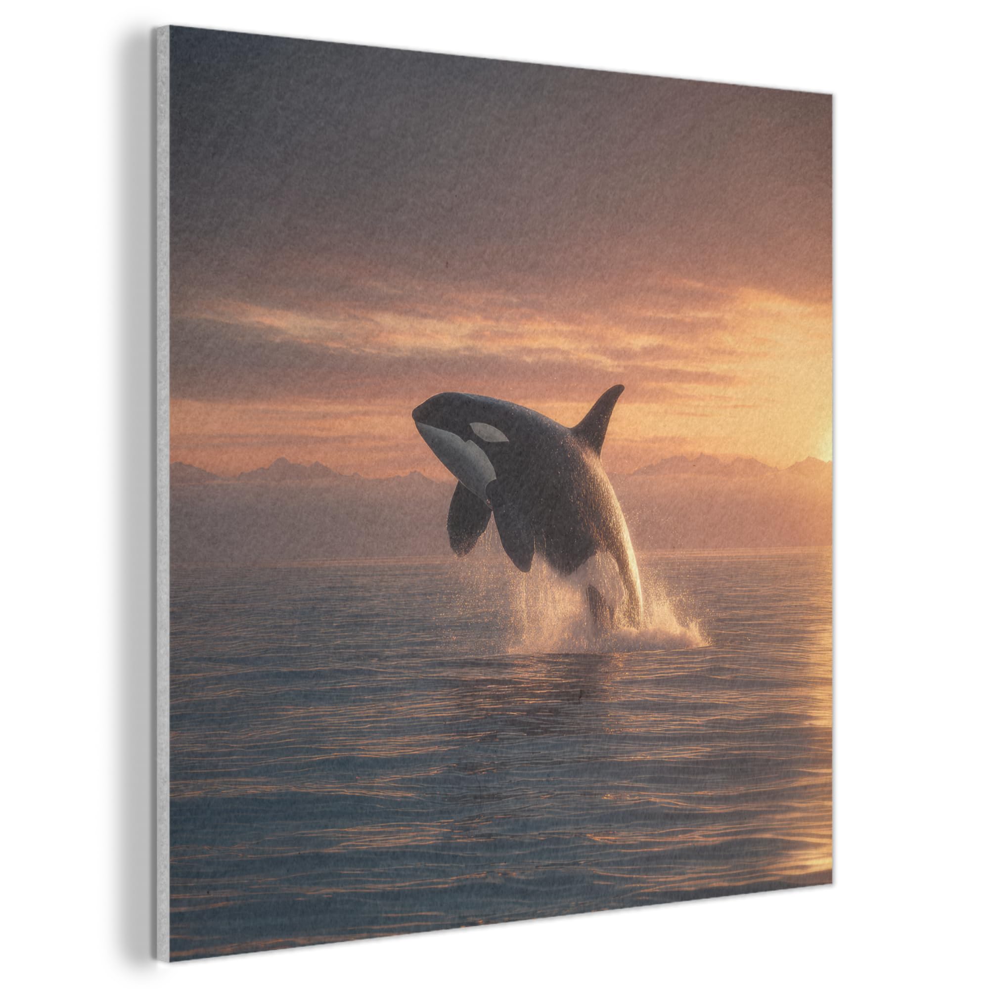 MuchoWow© Felt Panel 50x50 cm House Touch for Living Space Modern Visuals Decoration Wall Art Orca - Sea - Sunset