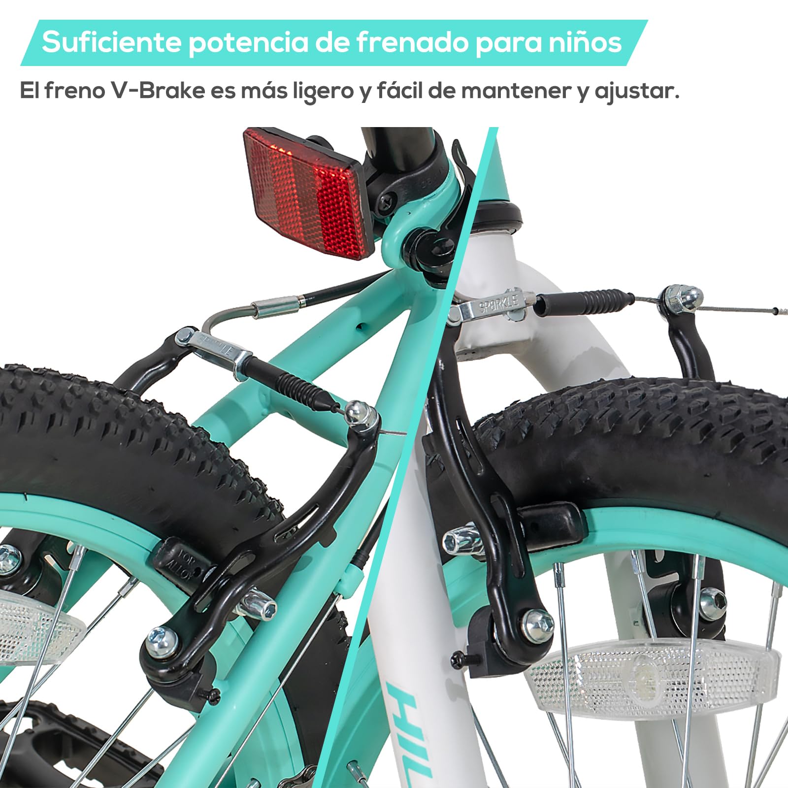 Hiland Climber Bicicletas Infantiles 20 Pulgadas Shimano 1 Velocidad Horquilla Suspensión Freno V Rosa
