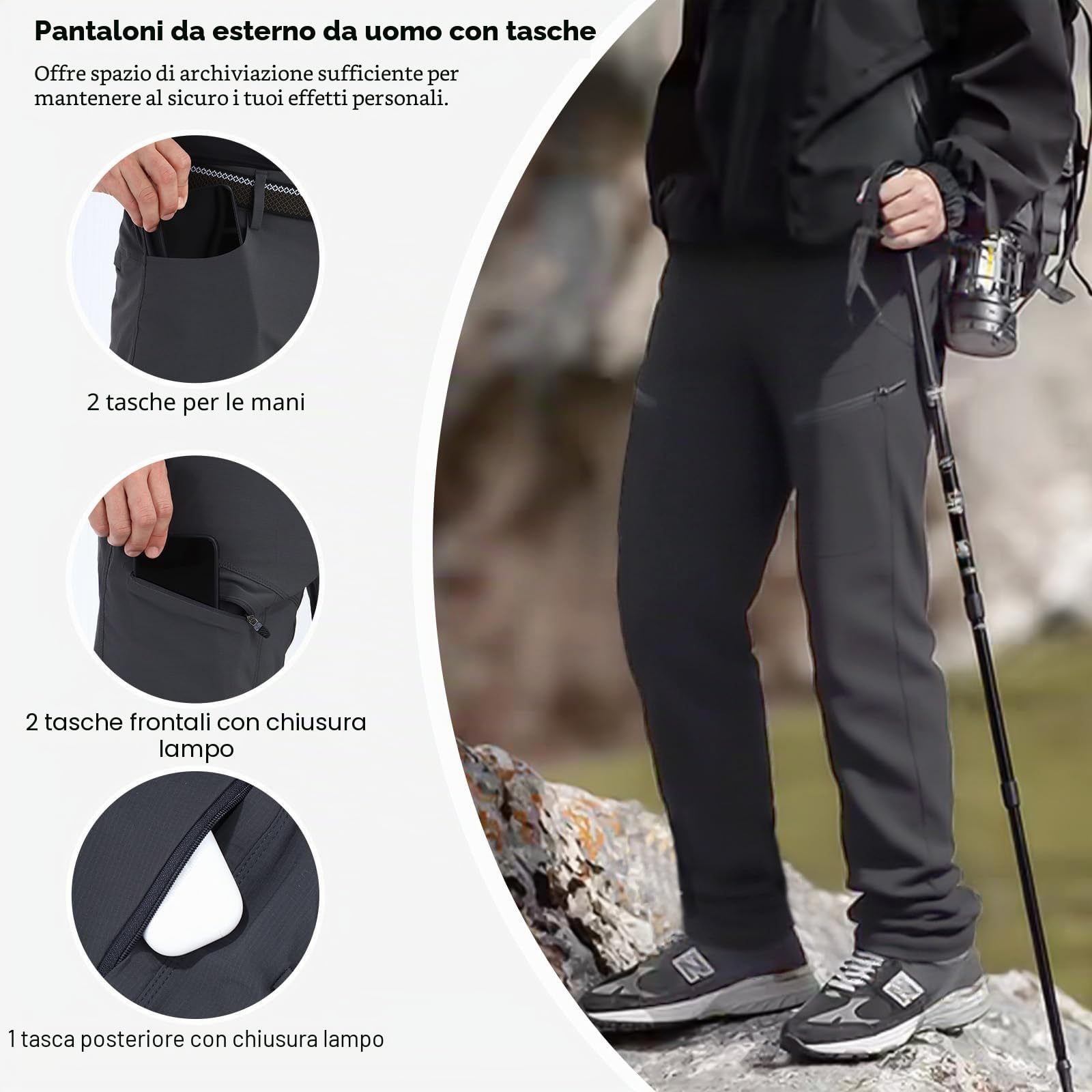 Pantaloni da Trekking da Escursionismo da Uomo, Pantaloni da Viaggio Cargo Leggeri da Safari, Pantaloni da Pesca All'aperto Traspiranti ad Asciugatura Rapida Estivi