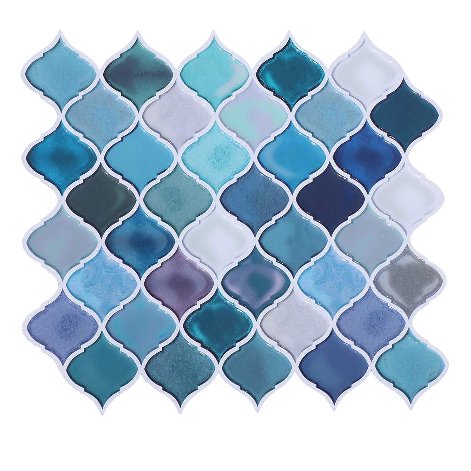 Buy HUE DECORATION Turquoise Quatrefoil Peel and Stick Tile Backsplash