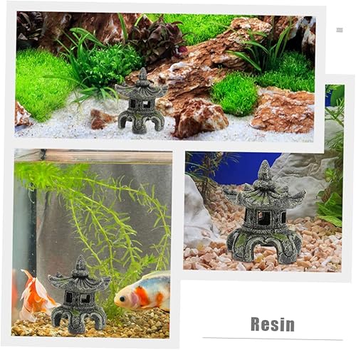 Miniatura 6 de Yardwe Terrarios de vidrio pequeños para plantas, decoraciones asiáticas, linternas japonesas, estatua de pagoda asiática, casa de muñecas, pagoda,