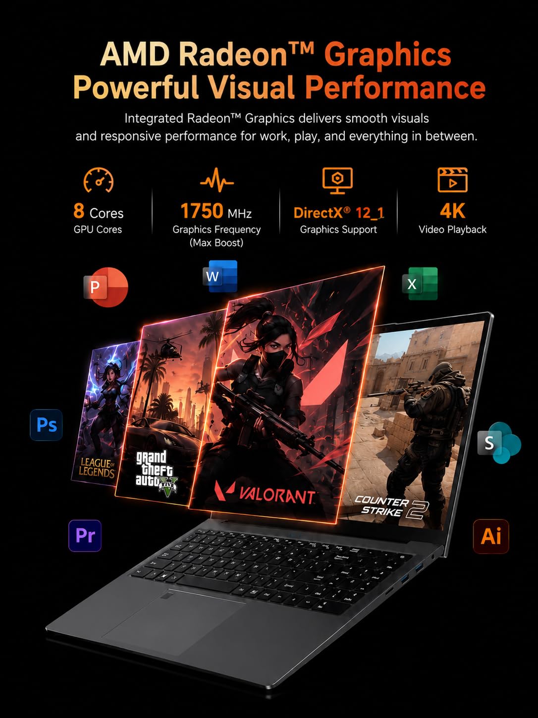 16 Zoll FHD Gaming Laptop mit AMD Ryzen 7 4800H 8-Kern-Prozessor, 16GB DDR4 RAM, 512GB SSD, AMD Radeon Graphics, Wi-Fi 6, IPS Bildschirm, 65W Typ-C, Fingerabdrucksensor