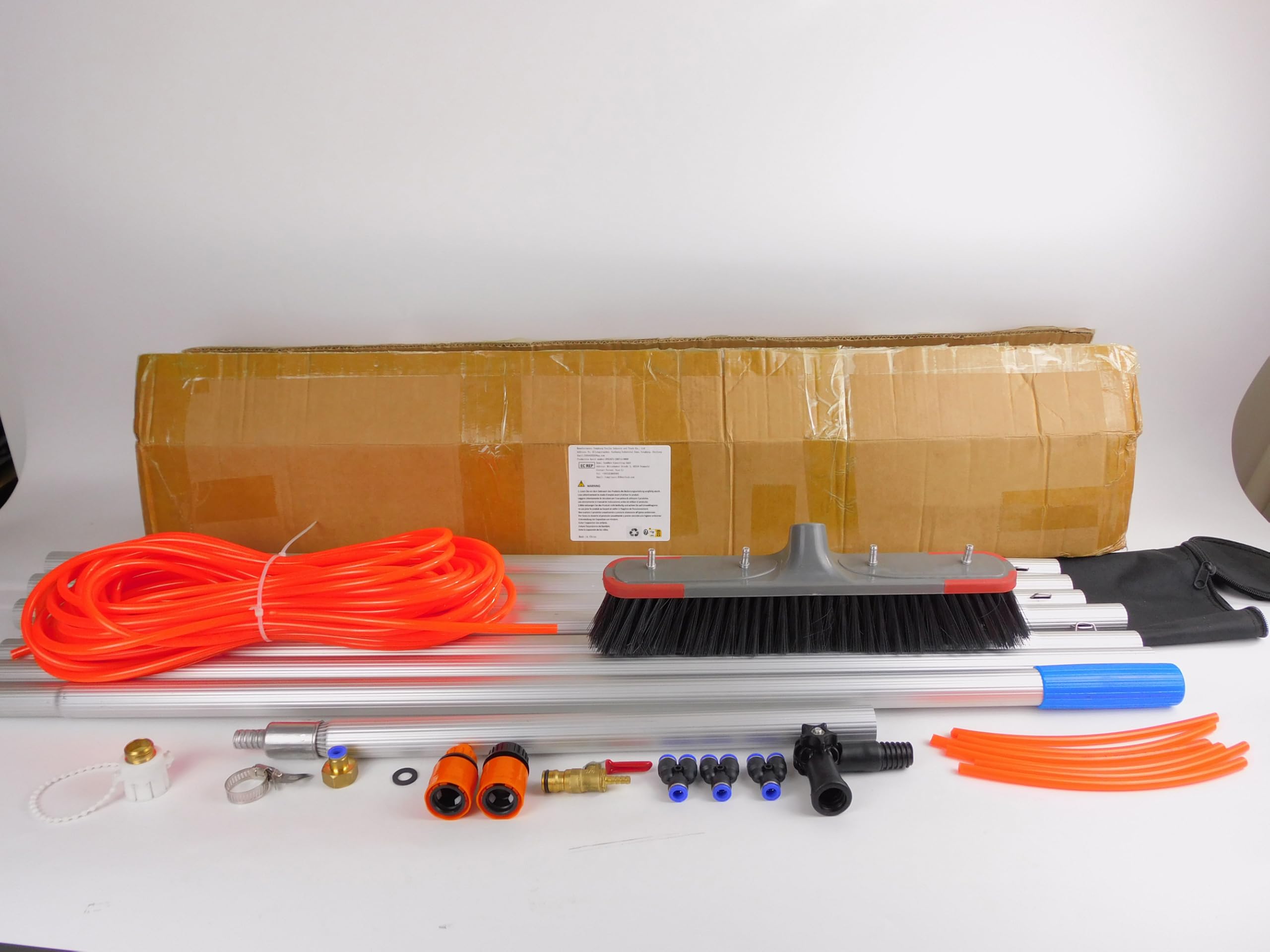 Teleskop Waschbürste 7m aus Aluminium | Teleskopstange mit Wasserschlauch Teleskop-Reinigungsbürste für Solaranlagen, Terrassendächer & Fenster, Waschbürste mit Teleskopstiel
