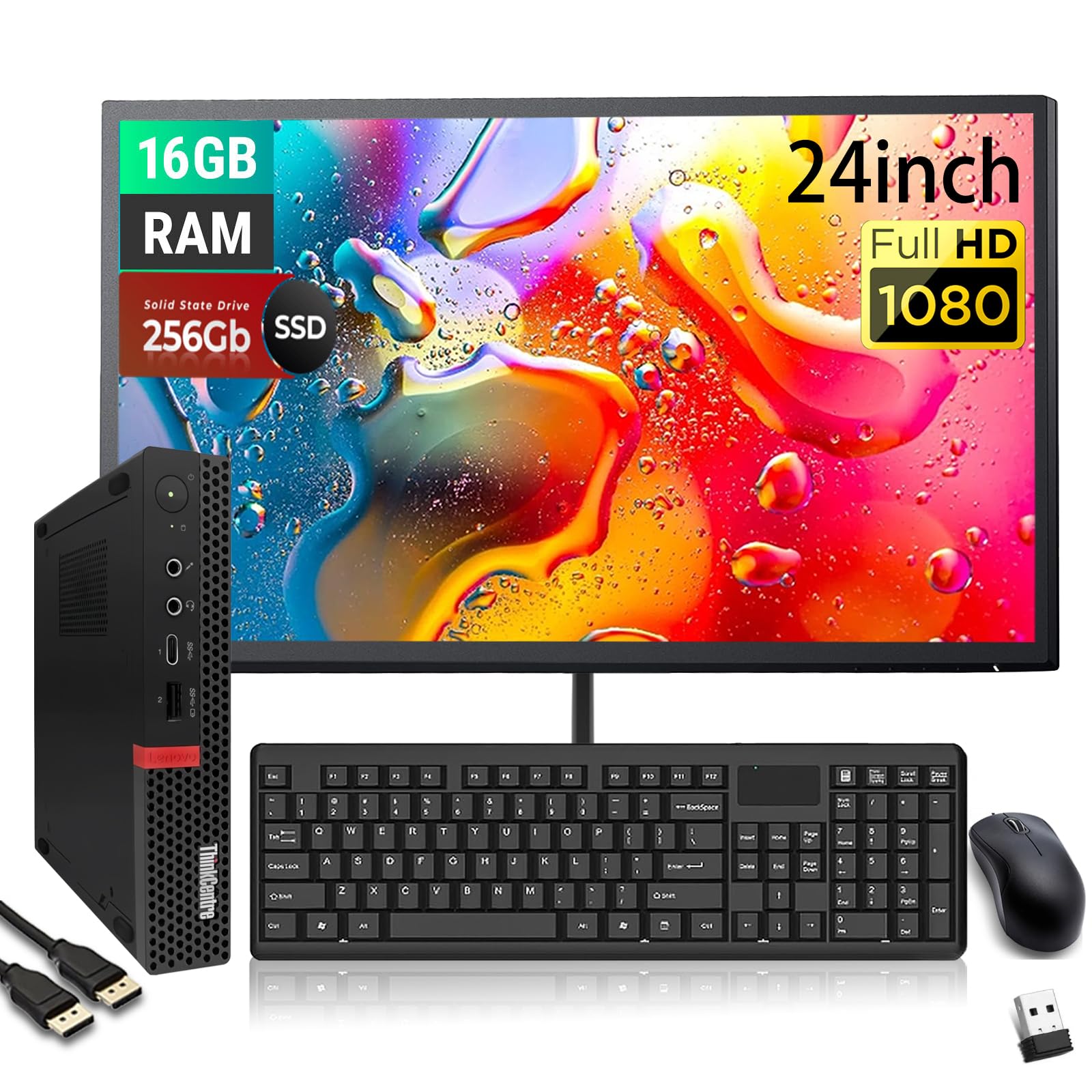 Lenovo ThinkCentre M720q Tiny Desktop Computer with 24