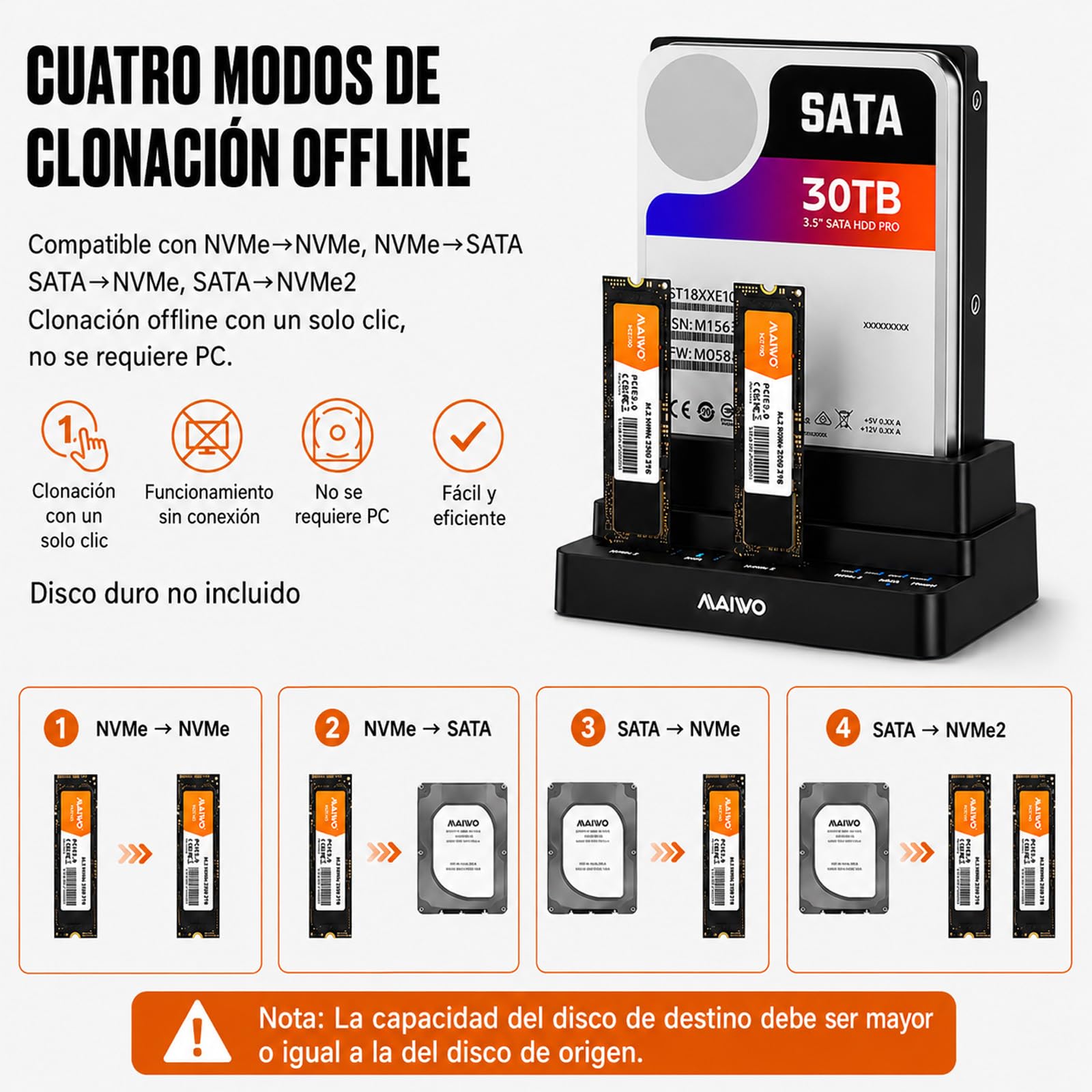 Docking Station de 3 Bahía Estación de Acoplamiento de Disco Duro