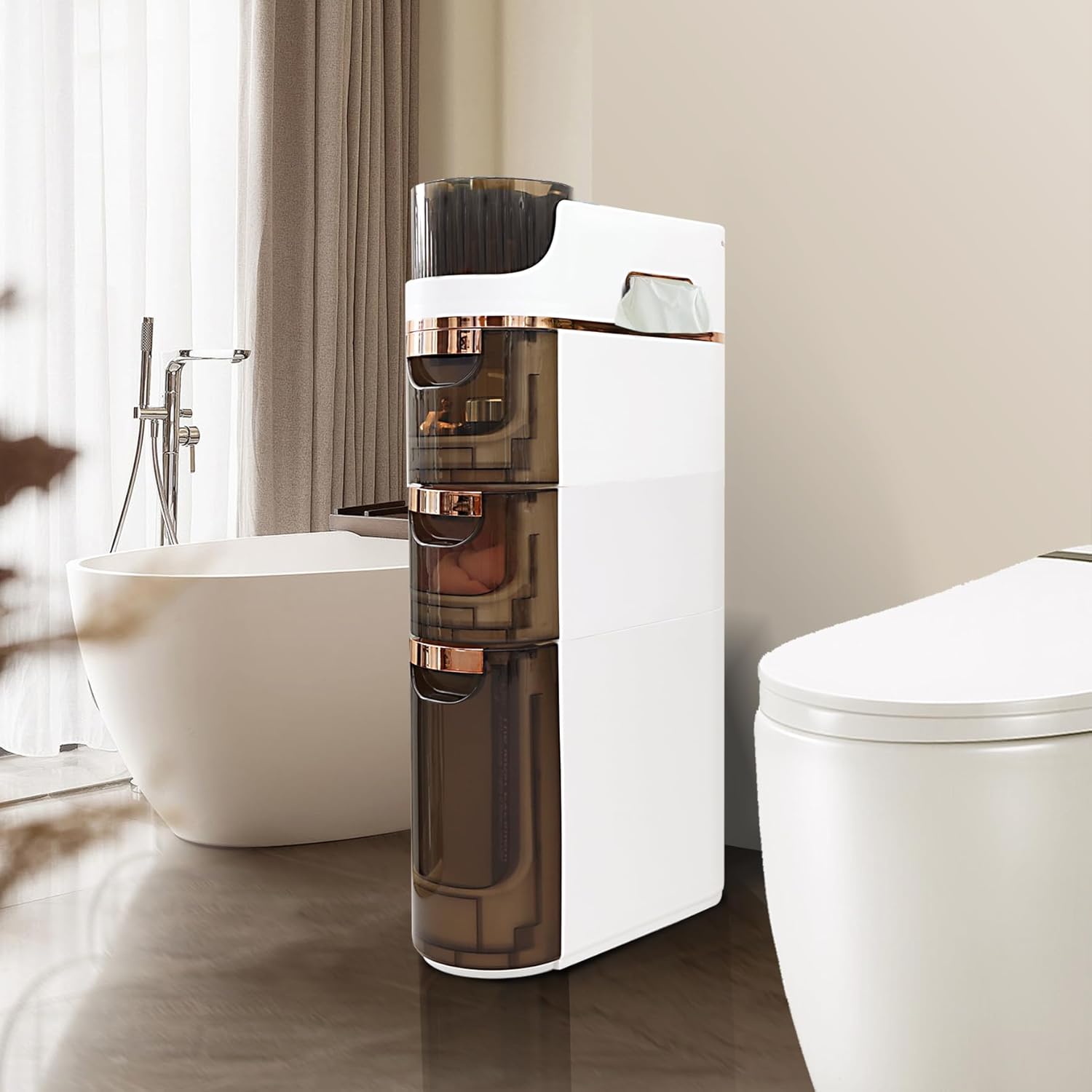 Slim Bathroom Cabinet, Space-Saving Narrow Design, Mobile and No Installation Required, Perfect for Small Space Laundry Rooms, Toilet Areas, and Living Room Gaps (3-Tiers) style-3Tiers