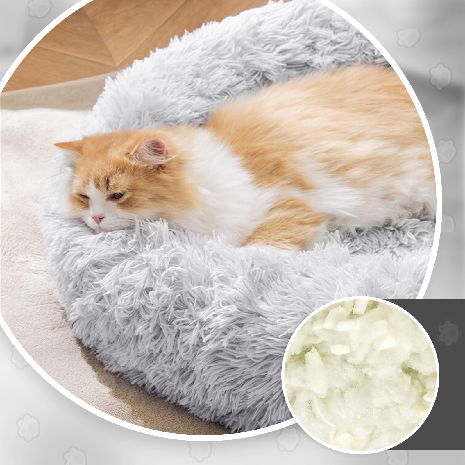 MDDK DY Letto Per Cani - Cuccia Cane Interno Morbida Rotonda, Anti-ansia e soffice Cuccia gatto interno, Base Antiscivolo e Lavabile, cuscino per cani Diametro 70 cm, Grigio Chiaro