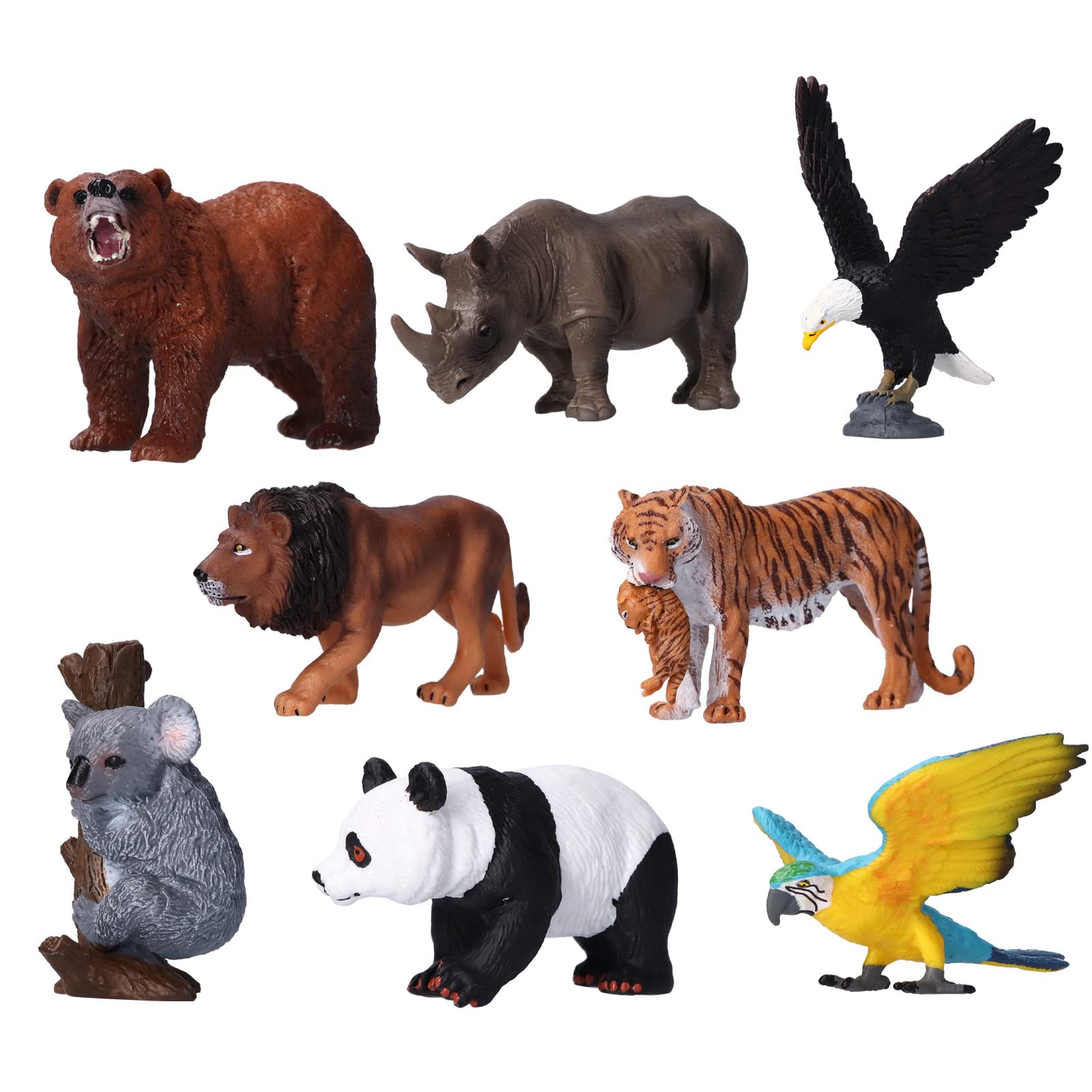 Juego de 8 Figuras de Animales Salvajes, Juego Educativo de Animales de la Selva de Plástico para Juegos Creativos, PVC Duradero, Tamaños Surtidos