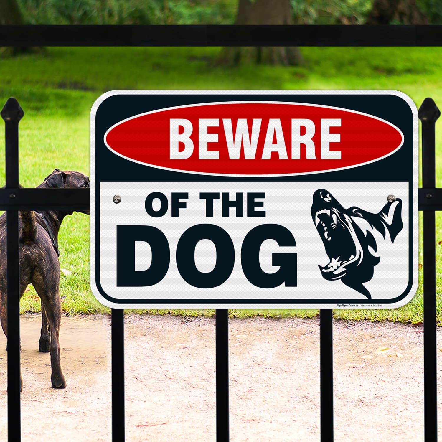 Beware of The Dog Sign, 12x18 Inches, 3M EGP Reflective .063 Aluminum, Fade Resistant, Easy Mounting, Indoor/Outdoor Use, Made in USA
