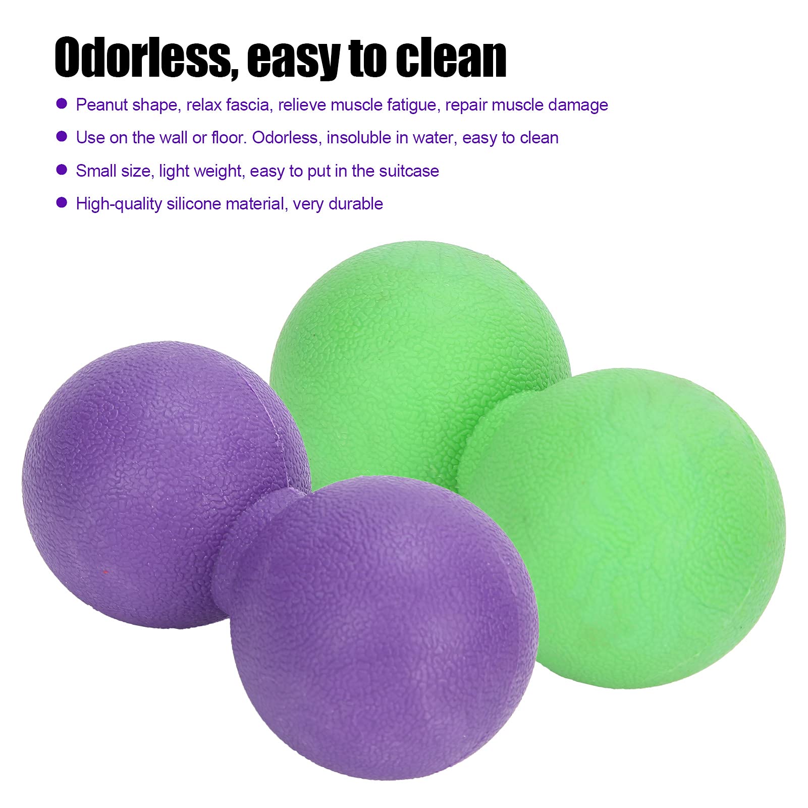 Erdnuss-Massageball Zur Muskelentspannung, Tragbares Silikon-Fitnessgerät für Büroangestellte, 12,1 Cm, 3er-Pack (lila+grün+blau)
