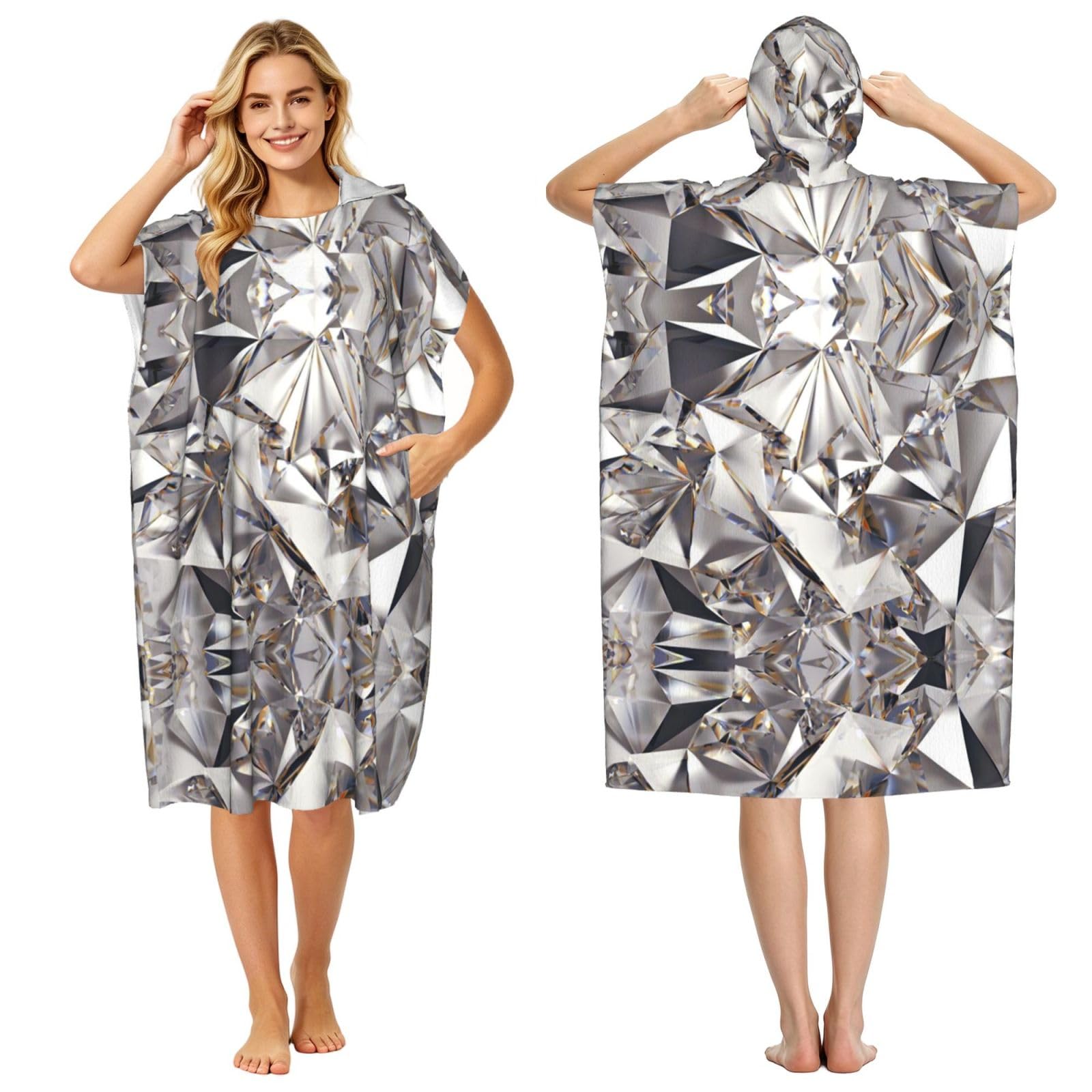 Peignoir à capuche pour piscine et plage au motif diamant abstrait