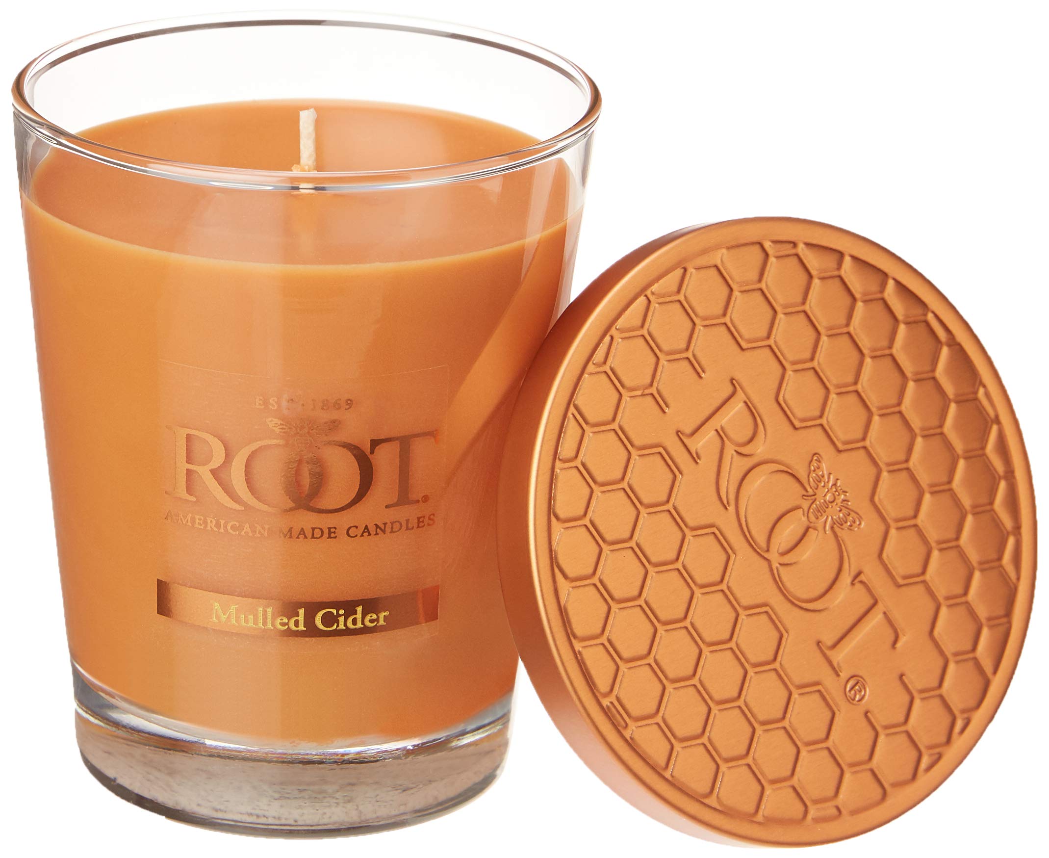 Root CandlesFall Scented Candles Honeycomb Veriglass Premium Handcrafted Beeswax Blend Candle, Large, Mulled Cider