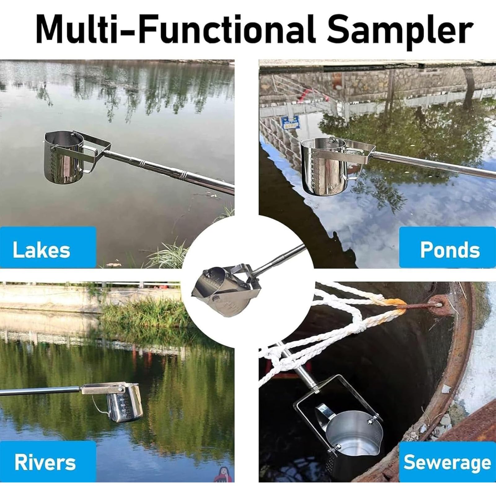 Campionatore dell'acqua Palo con il secchio per prova ambientale, progettazione verticale dell'oscillazione per le applicazioni del campionamento dell'acqua dello skimmer