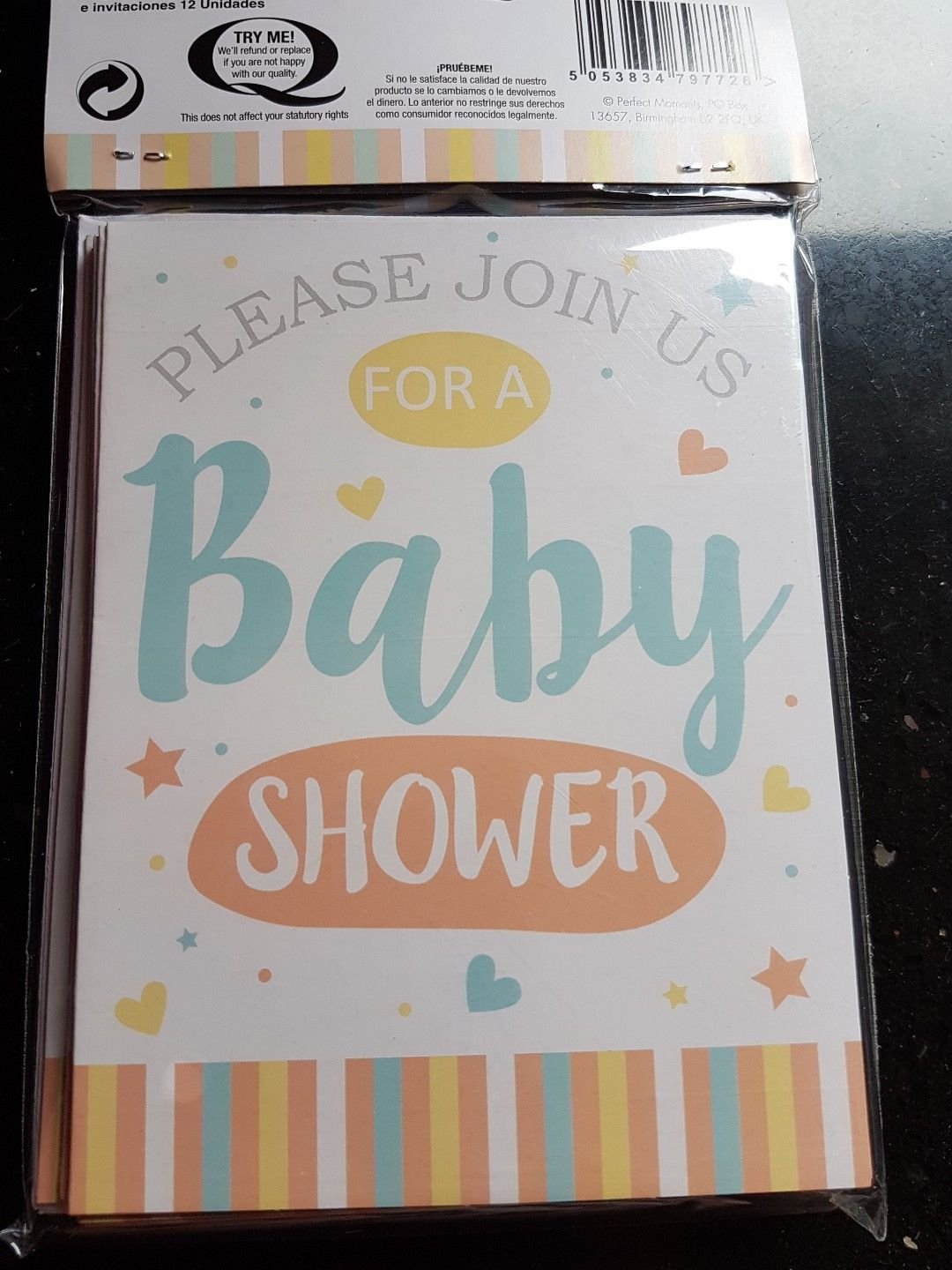 Baby Shower~Thank you cards~Invitations~12 pk~12 pcs~ pastel~unisex~boy or girl