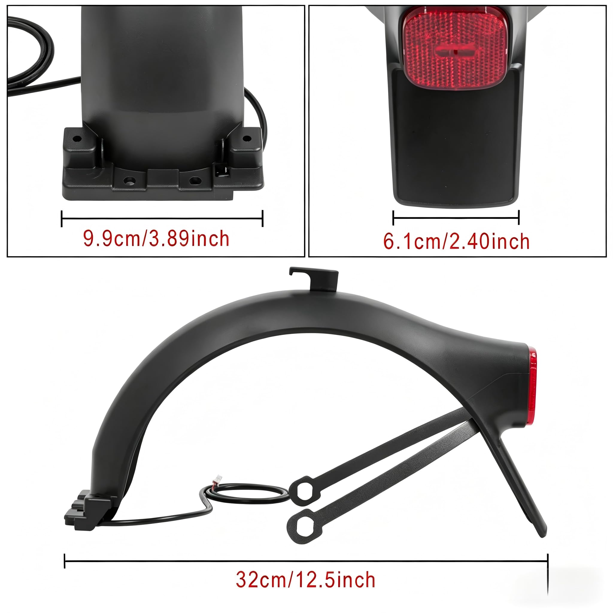 Parafango posteriore per scooter elettrico, adatto per Segway, per NinebotF2/F2 Plus/F2 Pro, con supporto per luce del freno, supporto per parafango, staffa, luci posteriori e parafanghi