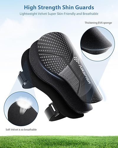 Miniatura 2 de Espinilleras de fútbol para niños y jóvenes, equipo de protección de espinilleras Airsfish certificado CE para niños de 2 a 18 años de edad, niñas y