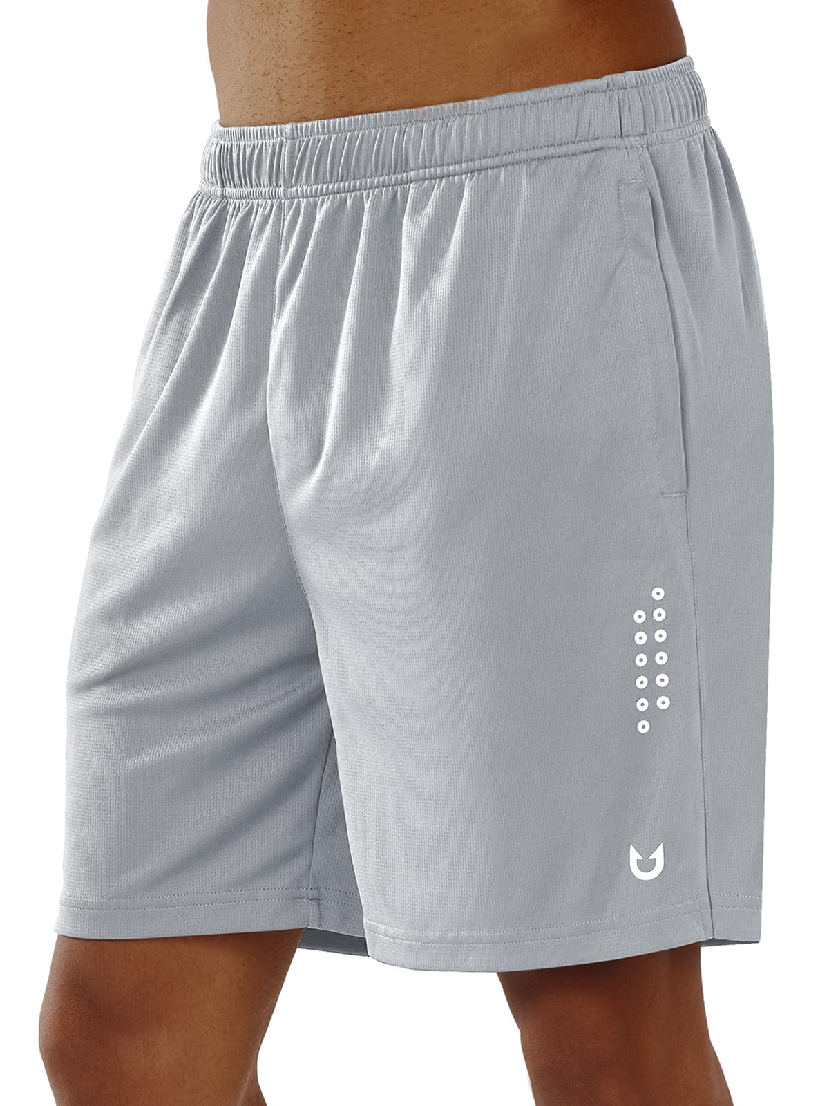 NORTHYARD Men's Athletic Gym Shorts 10"/7"/5" Running Basketball Tennis | Quick Dry, Zipper Pockets, Lightweight, Breathable, Running, Reflective Strips, UPF 50+, Hiking, Sports, Workout 7 INCH Large Lightgrey