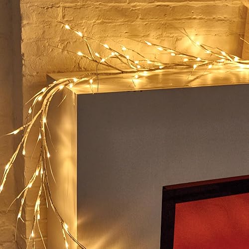 Miniatura 3 de Vid de abedul con luces con temporizador de 6 pies, 72 LED, árbol artificial para paredes, ramita de abedul para decoración de habitación, chimenea,