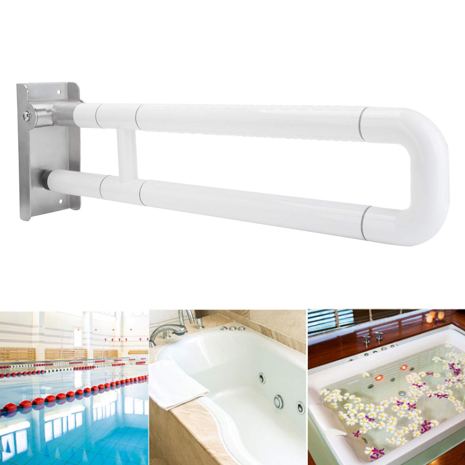 Pasamanos de Seguridad para Ducha Barra de Agarre Antideslizante para Discapacitados Fabricada en Acero Inoxidable Resistente Al óxido 60x20x10cm