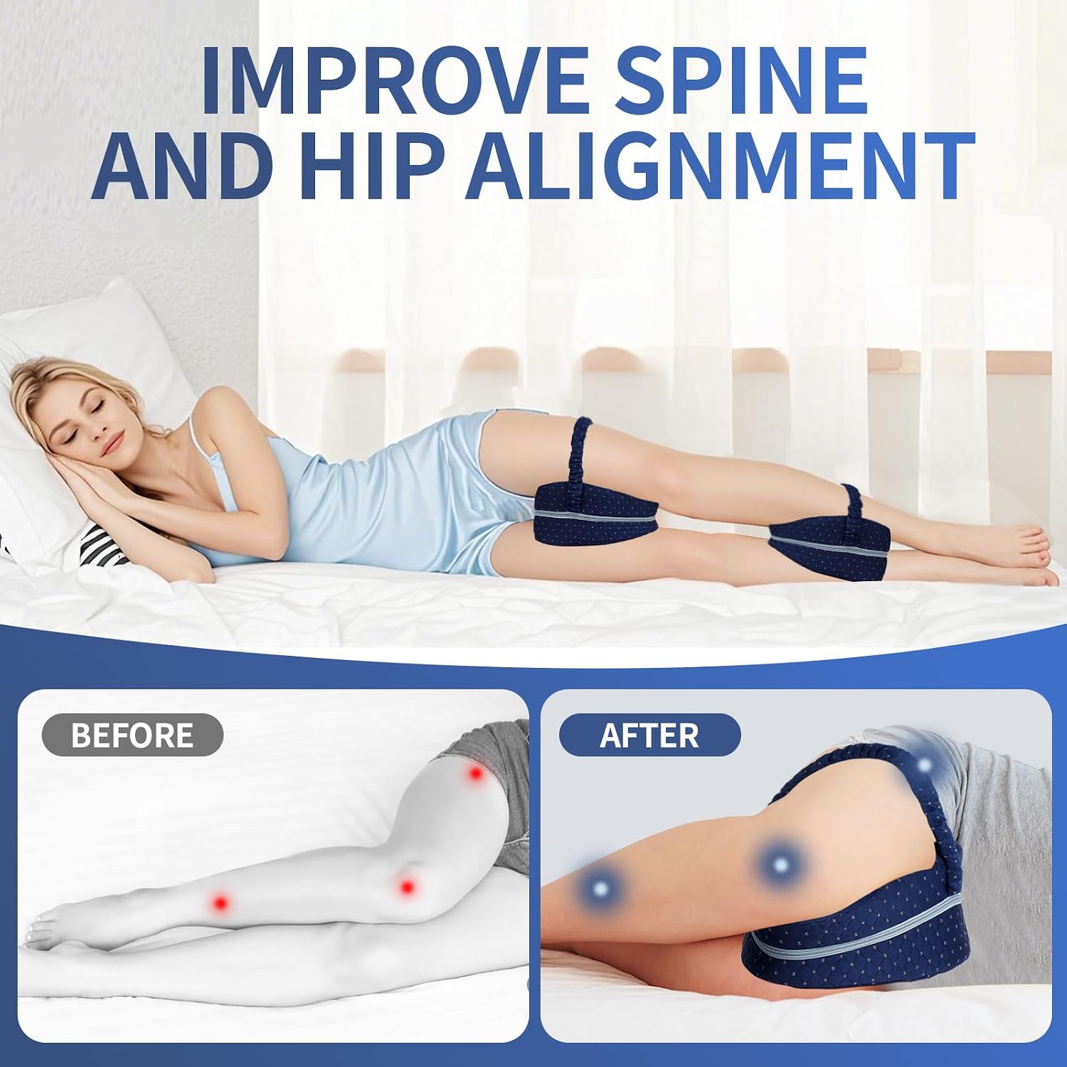 Alignment Pillows for Side Sleepers, Side Sleeper Leg Support,Hip Alignment Pillow for Legs/Hips/Buttocks/Back (Gray)