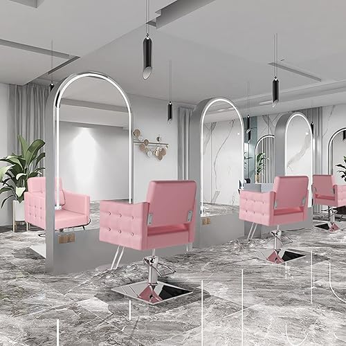 Miniatura 9 de OmySalon Silla de peluquería hidráulica para el hogar peluquería rosa silla trenzada para estilista de pelo resistente peluquería equipo de spa de
