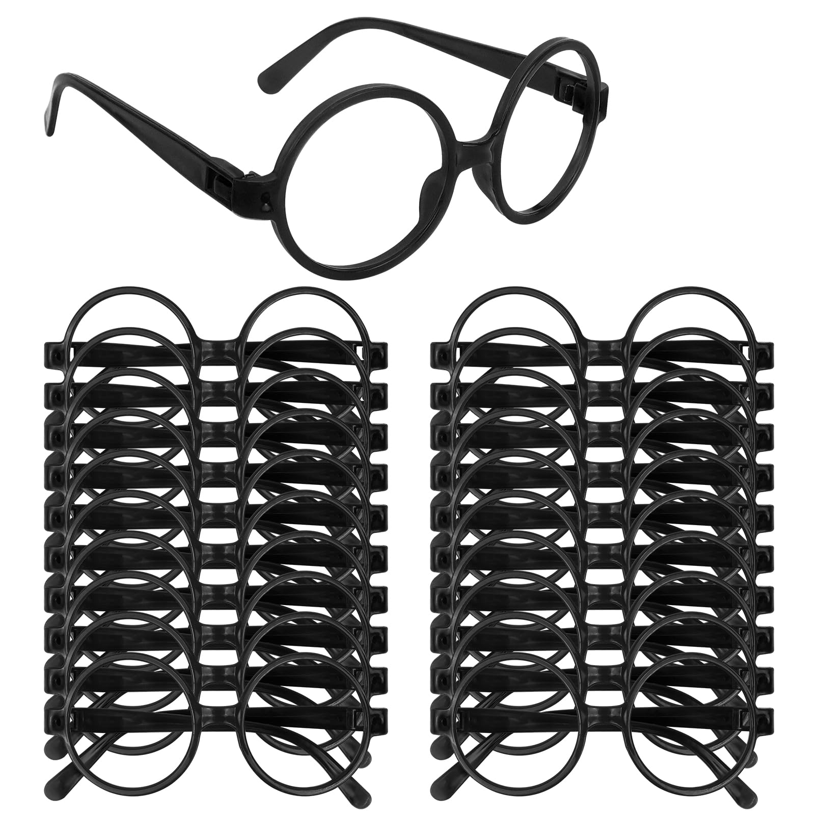 NACHLYNN Round Wizard Glasses without Lenses for Boys Girls Wizard Party Favors Theme Halloween Supplies (20, Black) — image 1