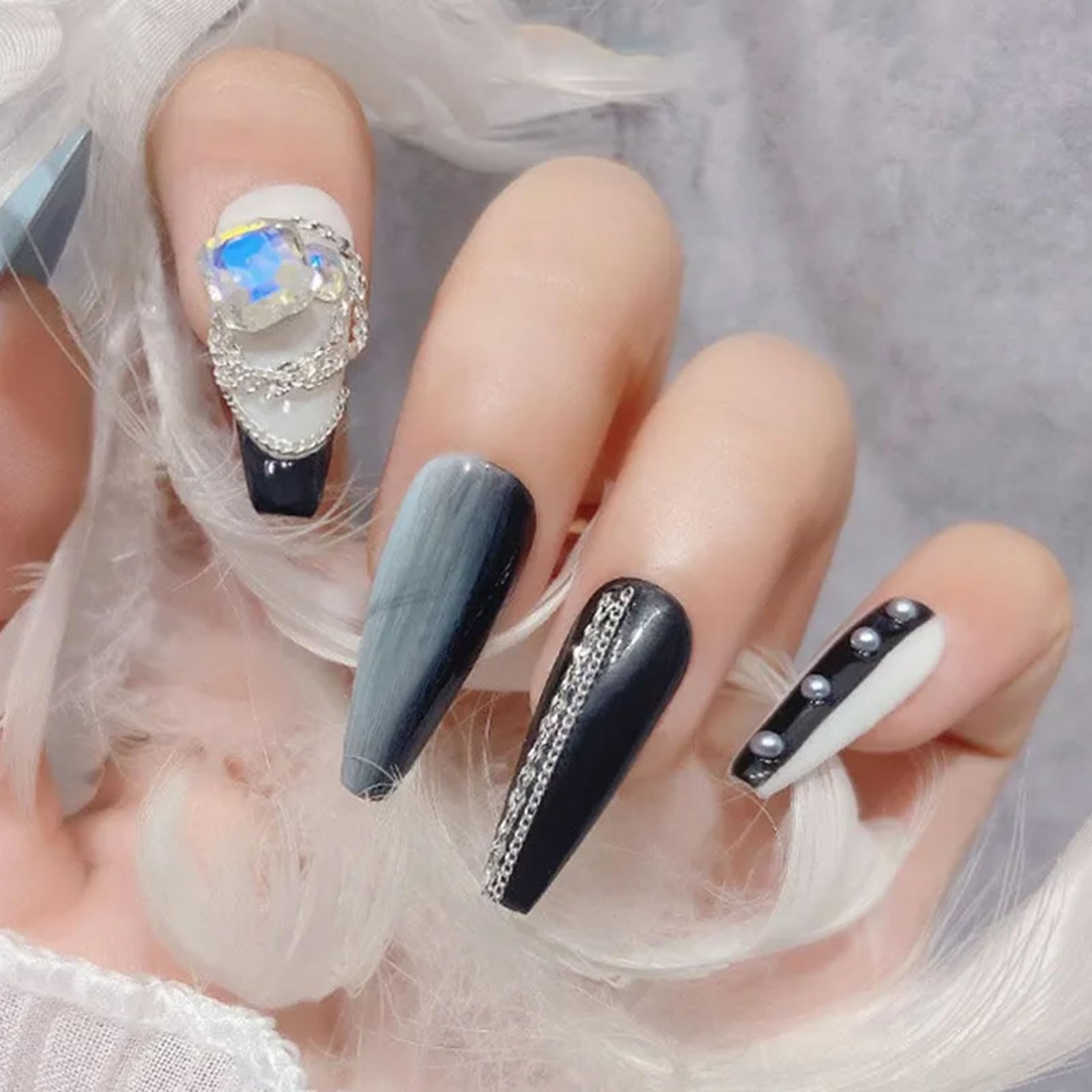 Amazon | ネイルパーツ チェーン 6種類 50cm ボールチェーン ネイル