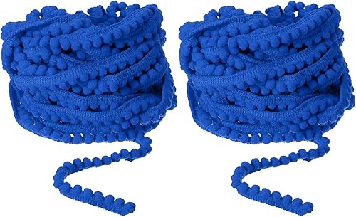 uxcell 2 piezas de 10 yardas con flecos de pompones, accesorio de costura de cinta, manualidades para el hogar, cortina, ropa, decoración de