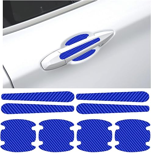 8 calcomanías para manija de puerta de automóvil, protector de copa de puerta de automóvil de fibra de carbono, antiarañazos, película protectora de