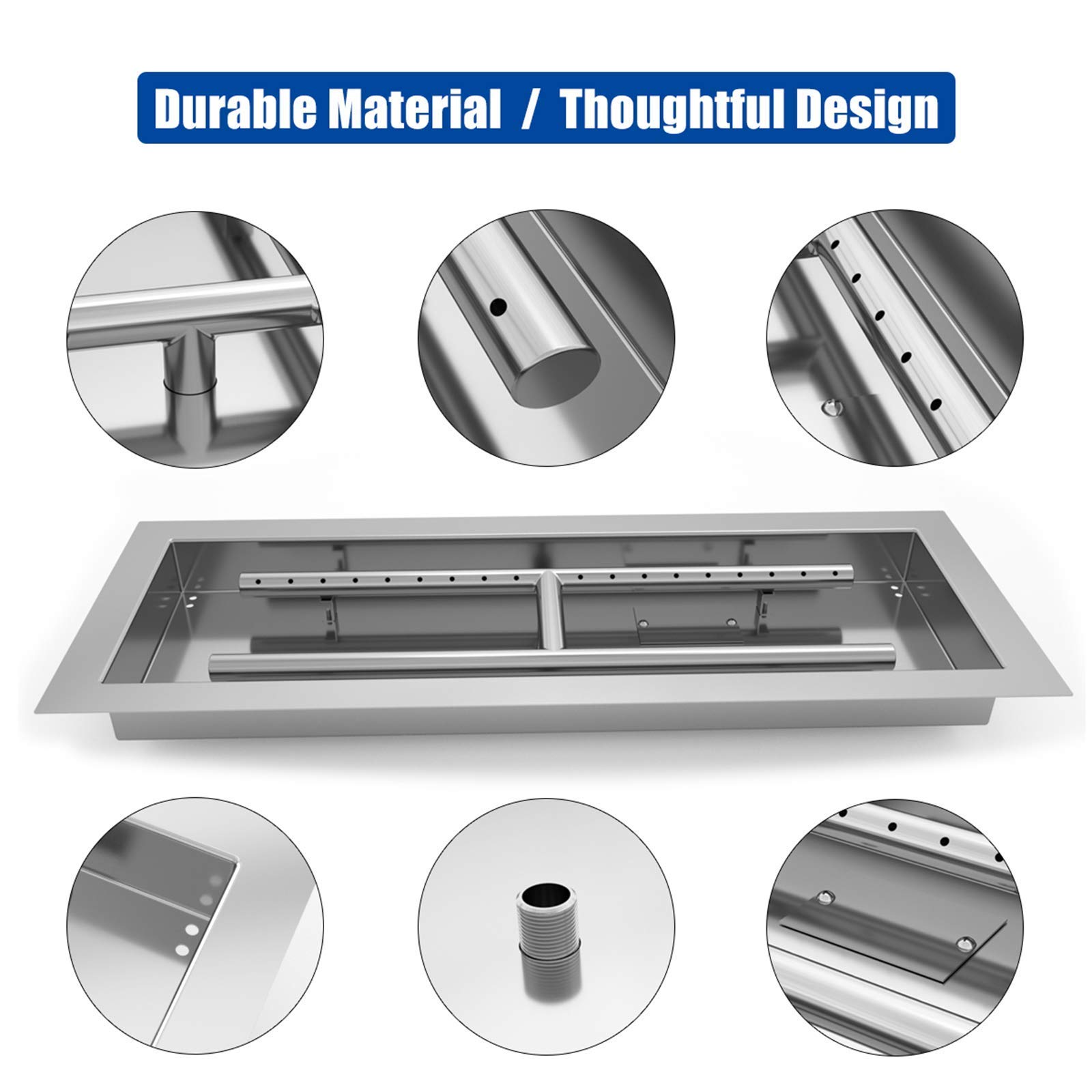 Buy GRISUN Dropin Fire Pit Kit 30 x 10 Inch, HShape Burner with Tray