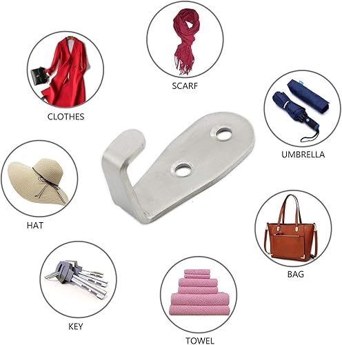 Miniatura 7 de Ganchos de acero inoxidable para colgar toallas, llaves, sombreros, ganchos de pared para cocina y baño, para interiores y exteriores, paquete de 8