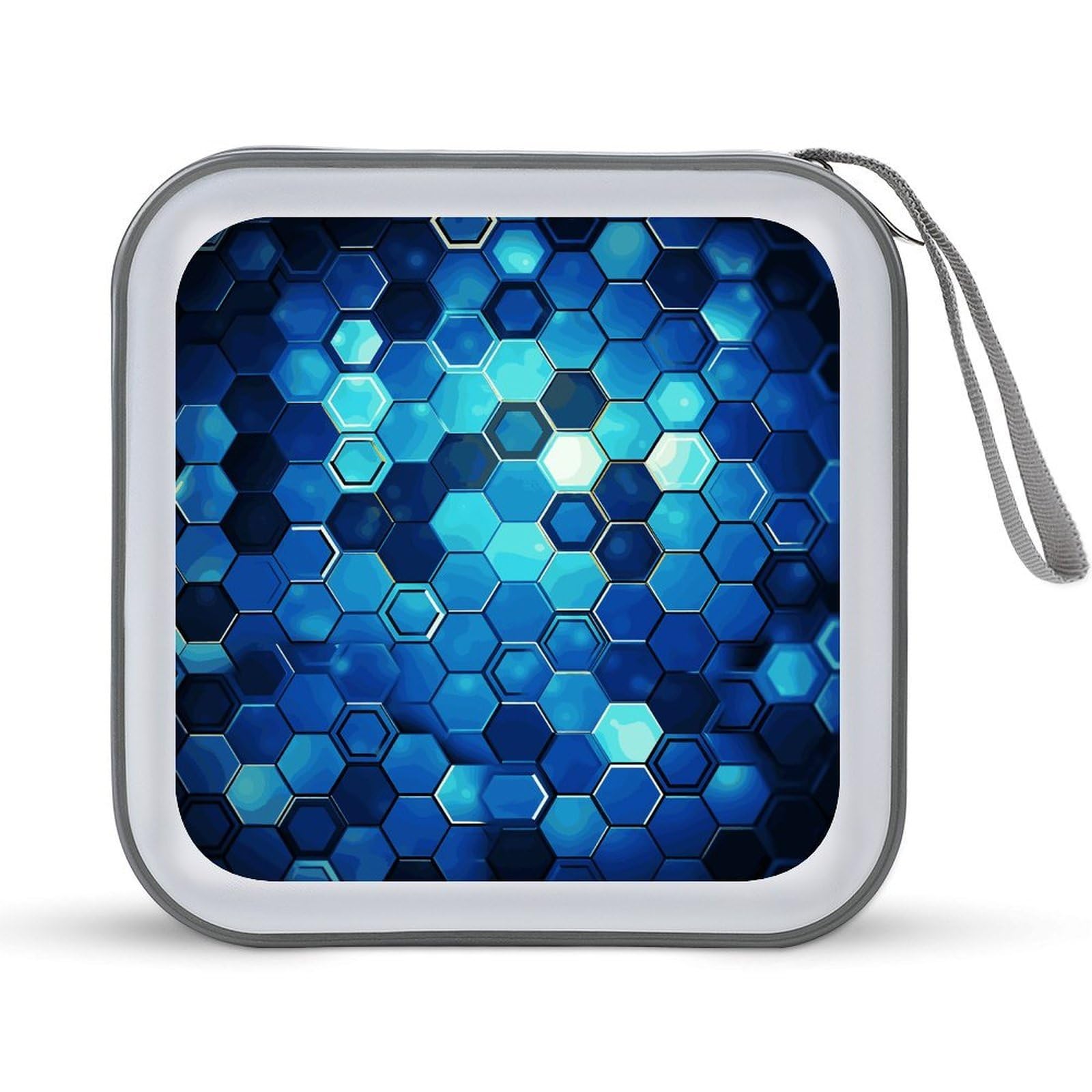 Carpeta de almacenamiento para 40 DVD con cierre de cremallera y diseño hexagonal