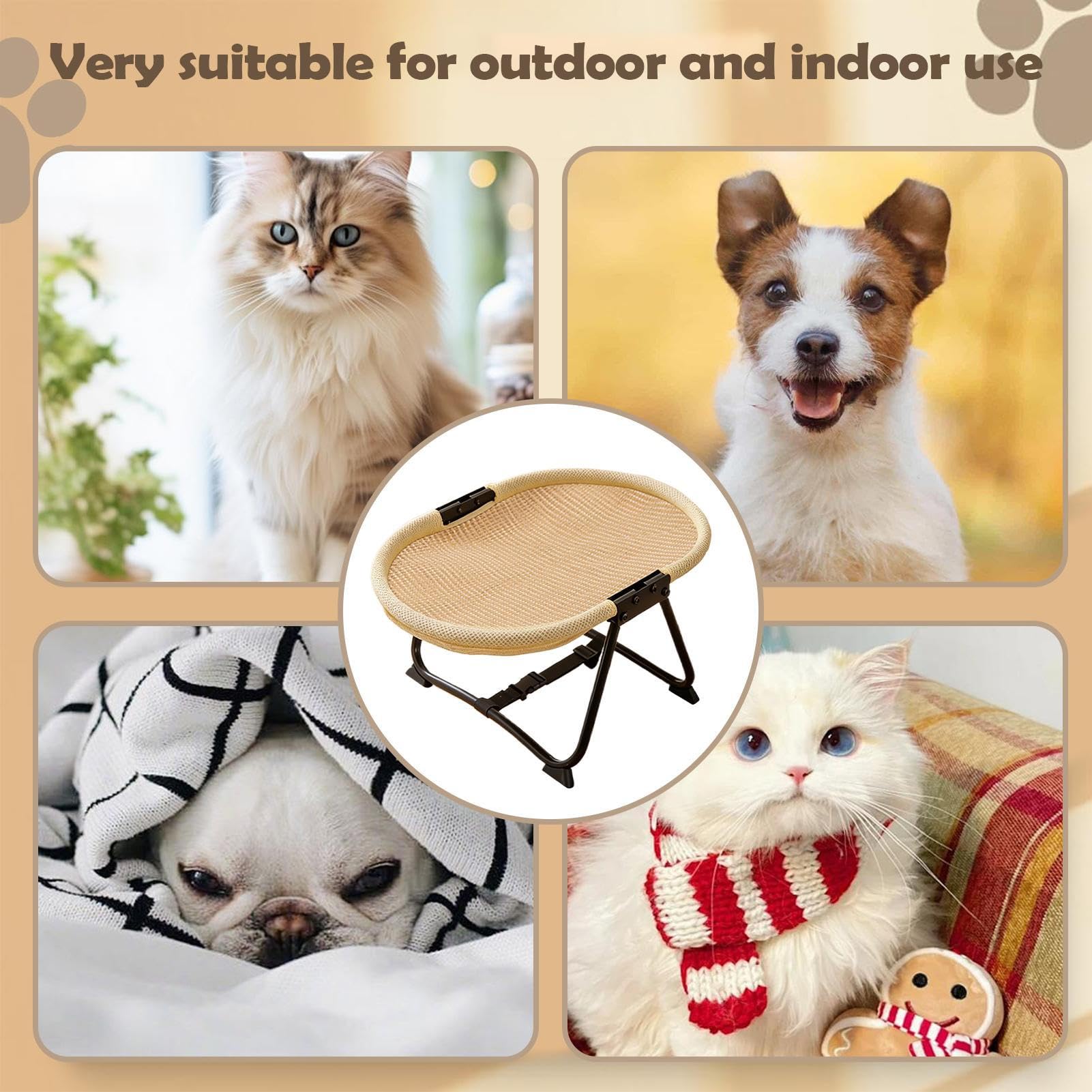 Lit Surélevé pour Chien Pliable Anti-Dérapant 57 x 41 x 26 cm pour Animaux Compagnie Chat Chiot