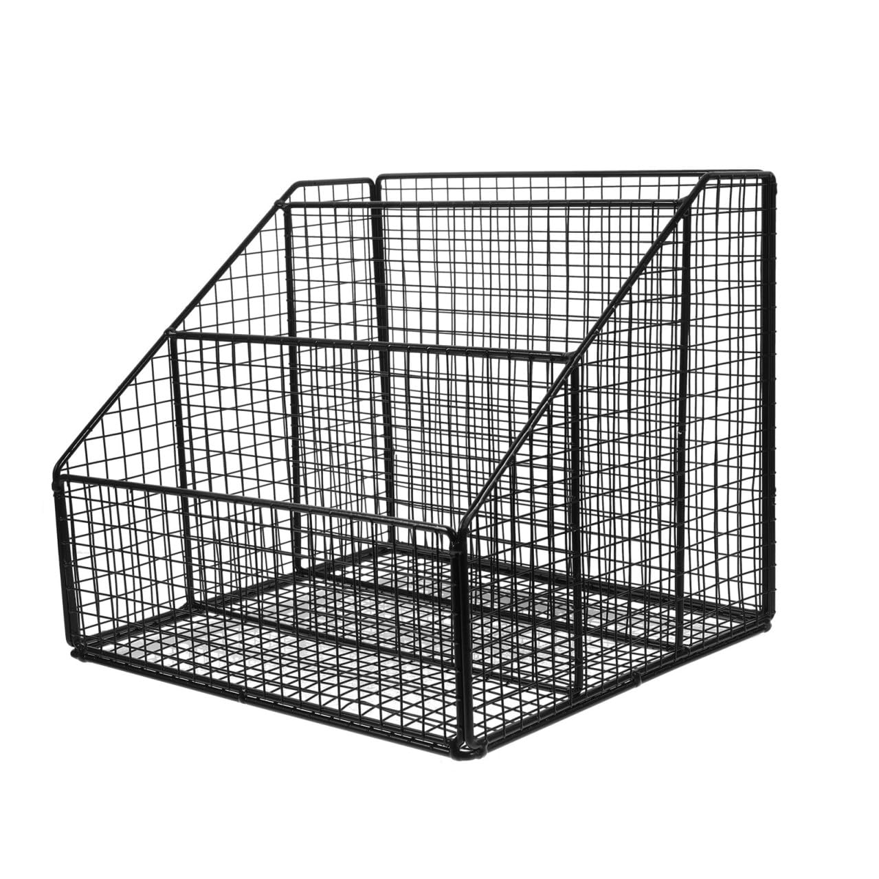 Tofficu Organizer Portadocumenti in Ferro Nero Resistente per Scrivania Libreria Multiuso Strati con Ampio Spazio per Libri e Riviste per Ufficio e Casa Mantiene Ordine e Protegge