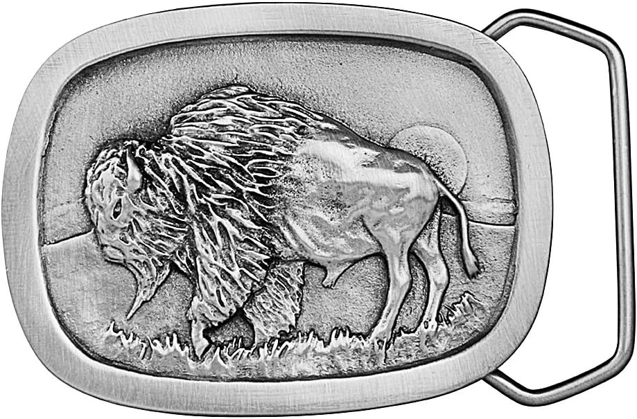 Indiana Metal Craft Sun Bison Pewter Belt Buckle with Belt Made in USA