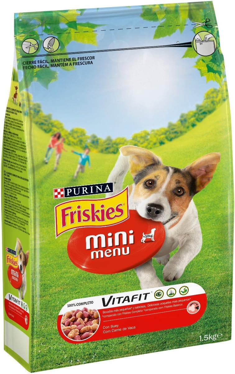 Purina Friskies Mini Menu Comida Seca con Buey para Perros, 1.5kg