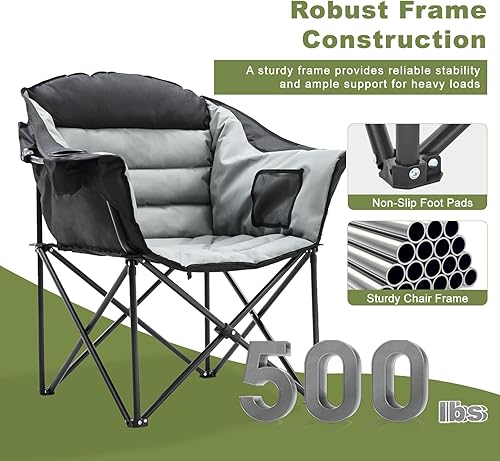 Miniatura 3 de Slsy Silla de campamento de gran tamaño, silla de campamento portátil, silla de descanso plegable, silla de luna plegable resistente para césped, al