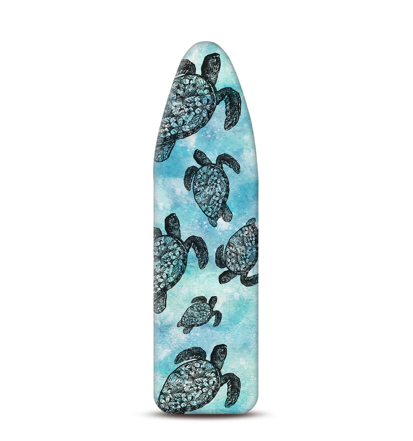 WIRESTER 15x54 Inch Ironing Board Cover, Silicone Coating, Replacement Iron Board Cover with Elastic Edge, Hook and Loop Fastener Strap Fits Standard Ironing Boards - Ocean Sea Turtles