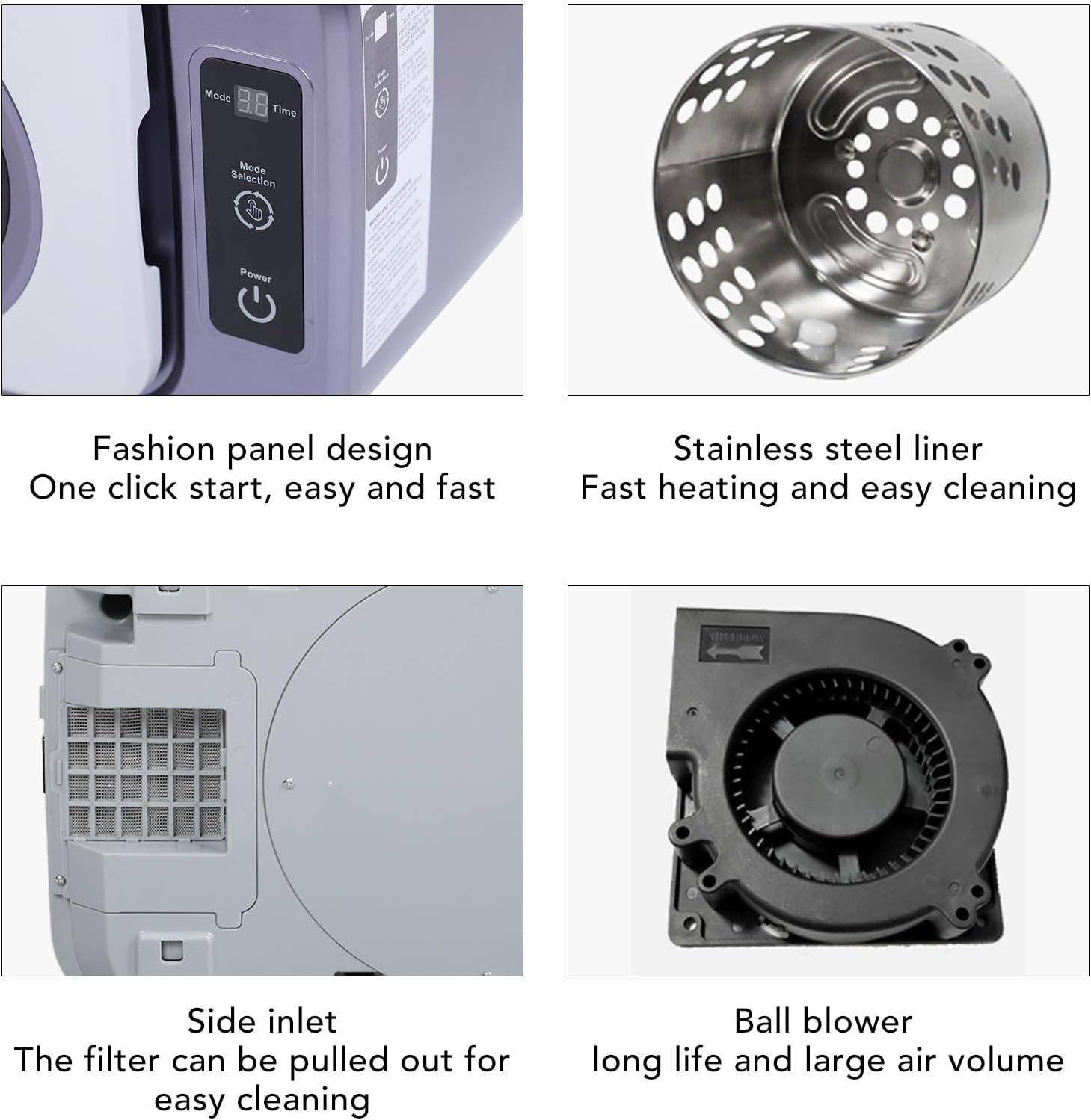300W Compact Dryer 3 Adjustable Settings Portable Clothes Dryer with Exhaust Duct Stainless Steel Liner Sturdy Construction for Apartments Dorm RVs Small Living Spaces Portable Clo (Purple)