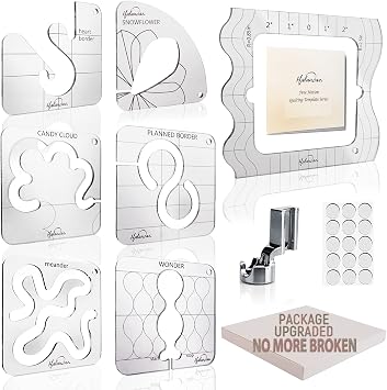 6P Free Motion Quilting Templates with Frame/Foot/Stickers/Guide