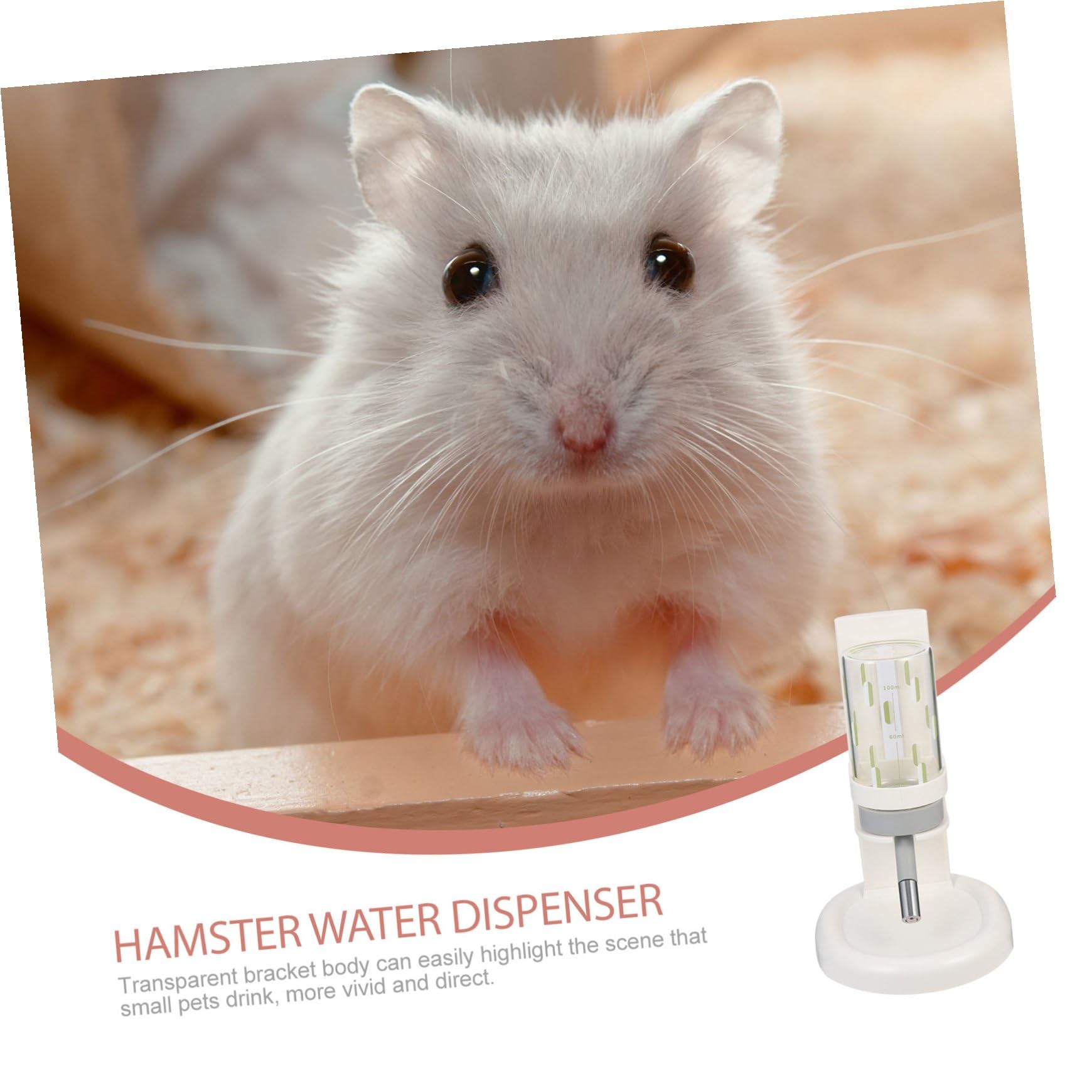 Hamster Trinkflasche Weiß mit Halterung, Transparentes Glas | Abs und Pp Teile, Leicht Ablesbarer Wasserstand, Auslaufsichere Ausführung, für Haustierkäfige