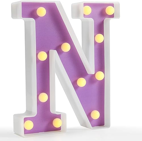 Pooqla Letras con luces LED, letrero alfabético iluminado, luz de noche de marquesina colorida con LED blanco cálido, decoración de bares, bodas y