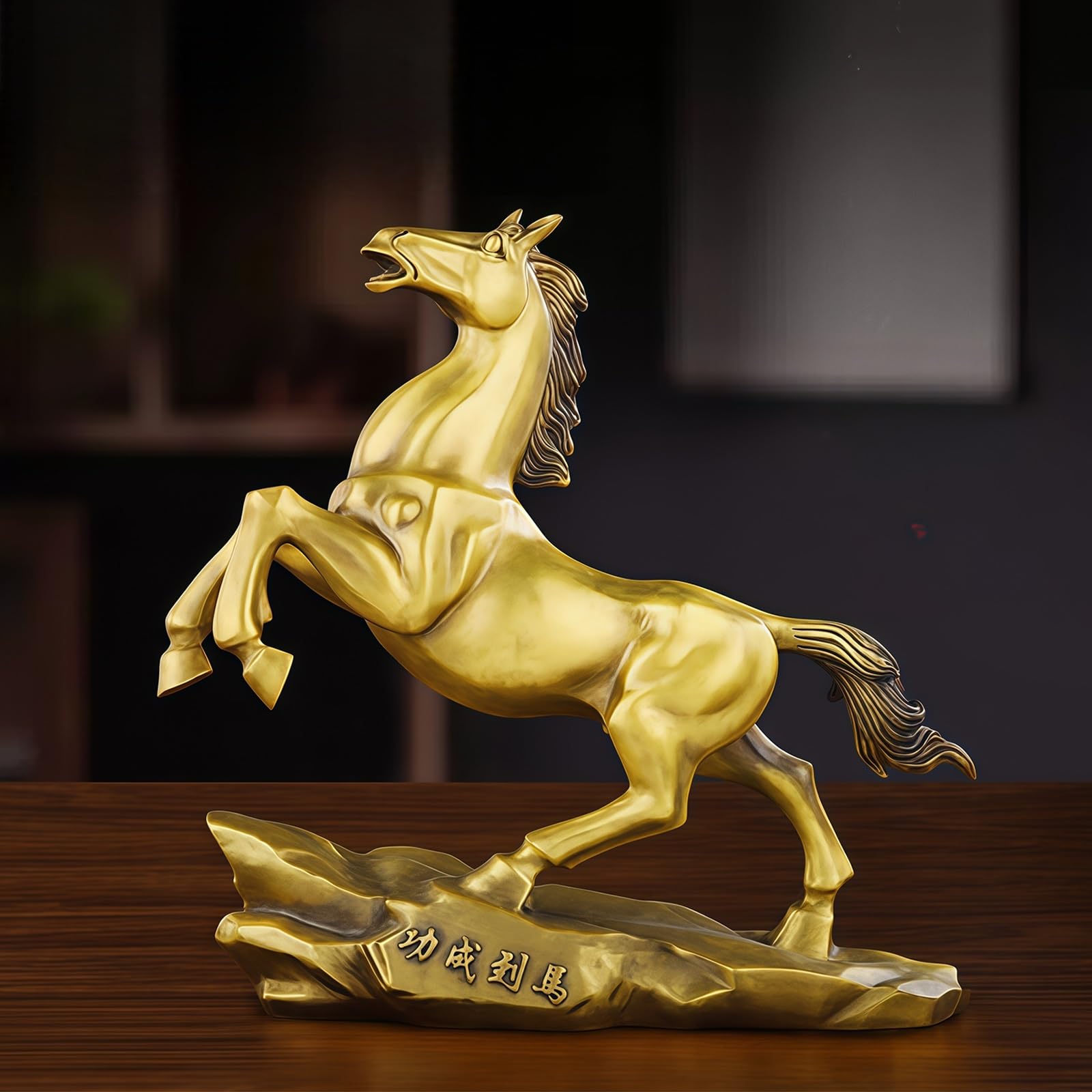 Chińskie figurki znaku zodiaku Feng Shui, figurki na biurko w kształcie konia, przyciągają bogactwo i szczęście, nadają się do domu, biura (XL)