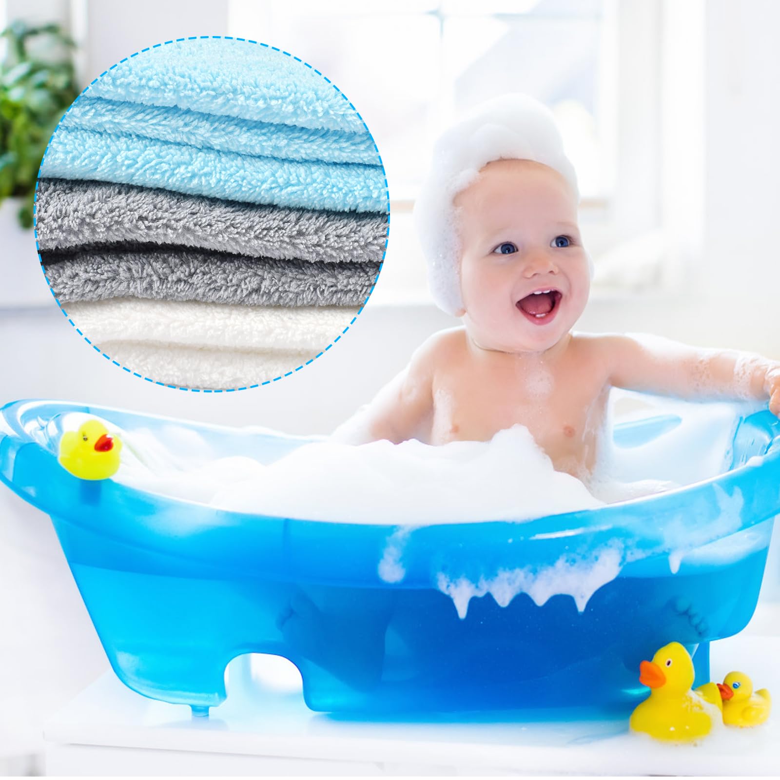 3PCS Capa de Baño con Capucha para Bebé, Toalla con Capucha para Bebé,80 x 80cm Fibra Orgánica de Bambú, Extra Suave Absorbente, Transpirable Toalla de Bebé para Niños, Nacimiento 0-3 Años