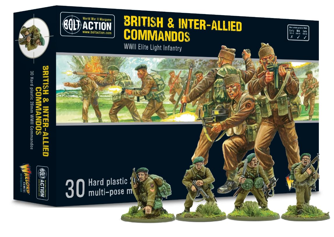 British Army & Inter-Allied Commandos - 28mm Scale Plastic Miniatures for Bolt Action by Warlord Games - Highly Detailed World War 2 Miniatures for Table-top Wargaming